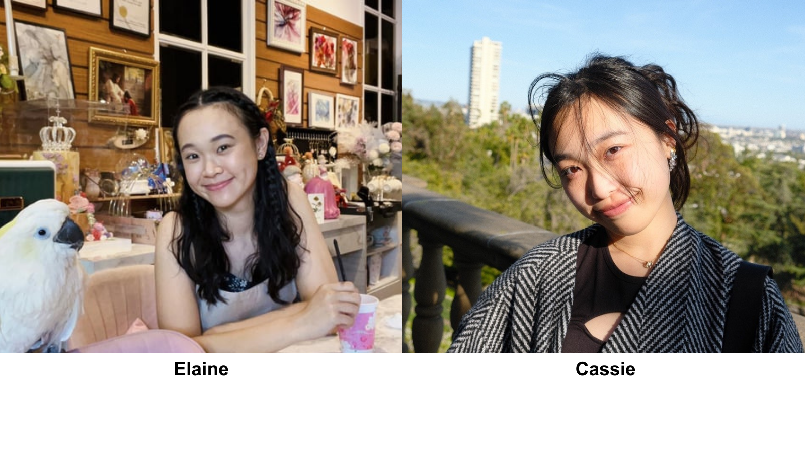 Pictures of two students named Elaine and Cassie.